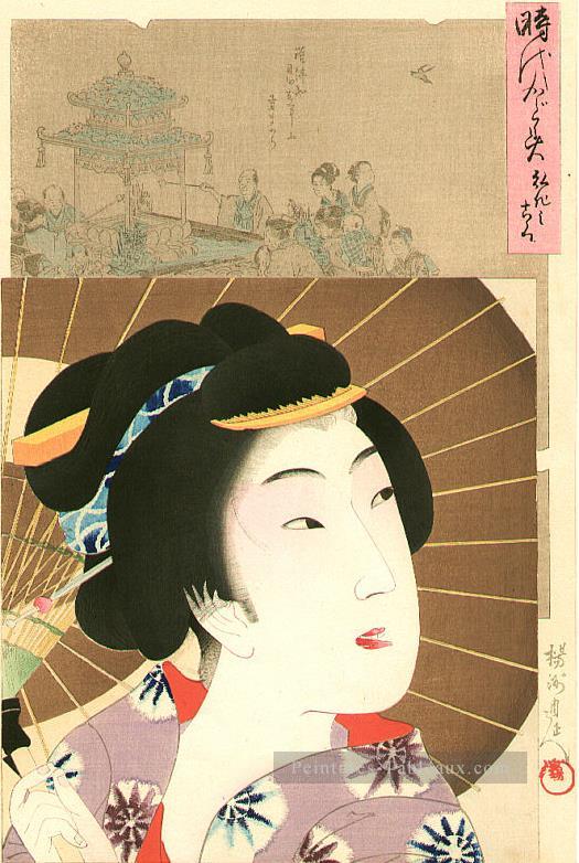 kouka Jidai Kagami 1897 Toyohara Chikanobu Bijin okubi e Peintures à l'huile